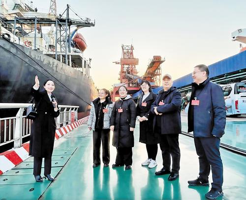 近日，省人大常委会在沧州市举办2025年第三期省人大代表专题学习班。图为部分省人大代表在黄骅港煤炭港区了解全流程智能化作业情况。 本报记者 霍相博摄