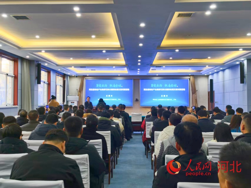 河北省特色产业集群石家庄国际陆港交流对接活现场。人民网记者 朱延生摄